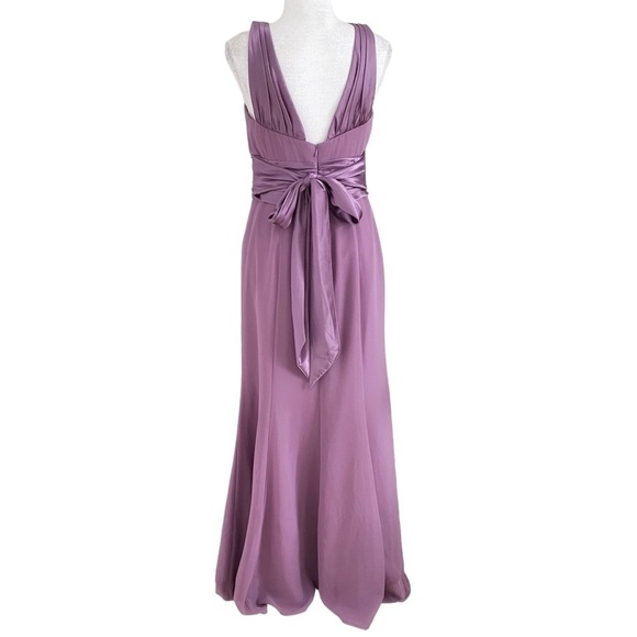 DAVID'S BRIDAL PURPLE CHIFFON SATIN BALL PROM EVENING GOWN DRESS - 6 - Picture 3 of 9